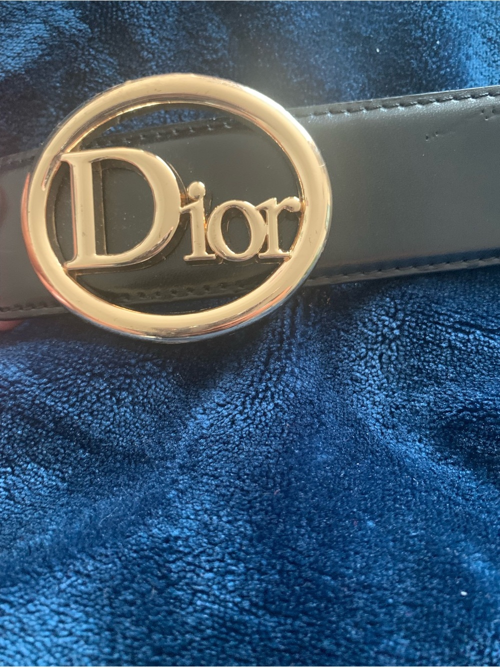 Dior Black Leather Belt with Gold Logo Buckle